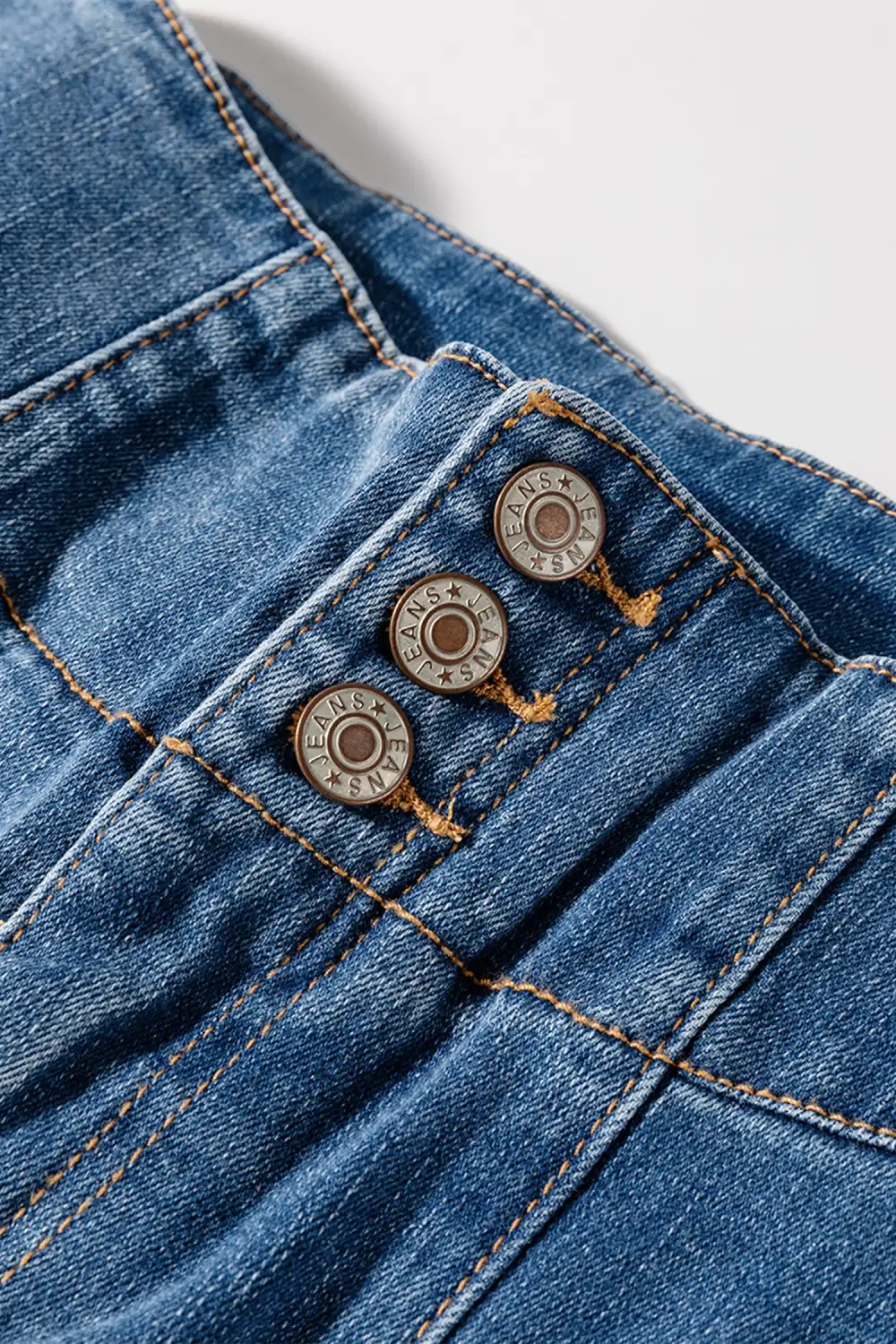 High Waist Button Fly Seamed Raw Hem Flare Jeans