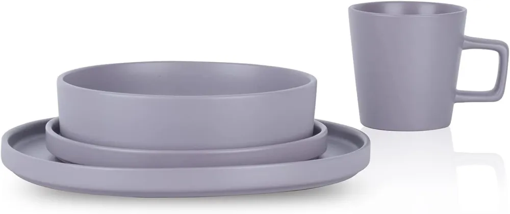 Stone Lain Coupe Dinnerware Set, Service For 8, Black Matte