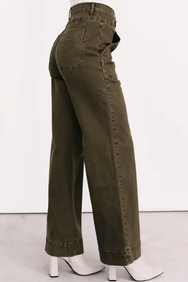 Double Waistband Loose Straight Jeans