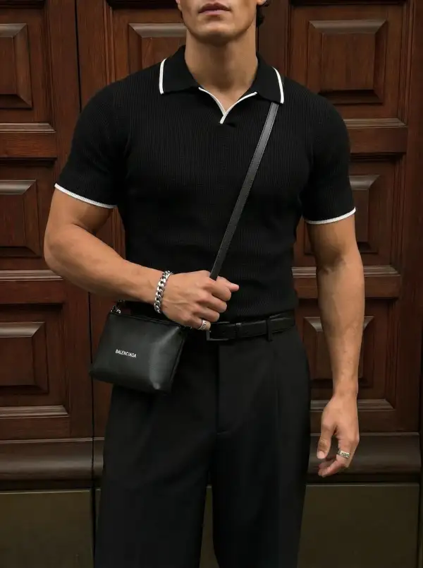 Knit Polo Collar T-Shirt