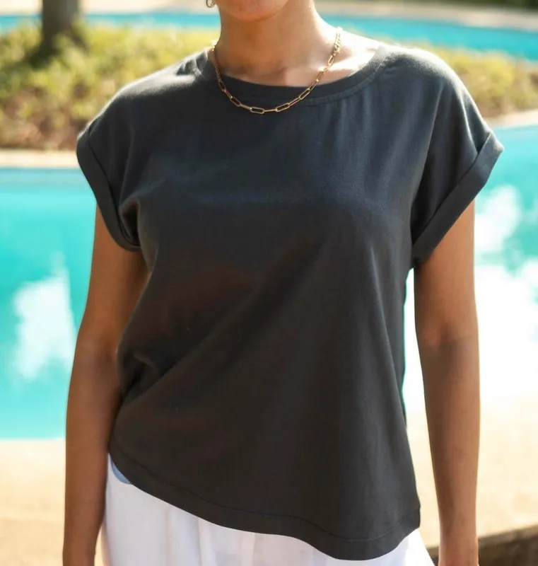 Charcoal Pima Cotton Boxy Tee