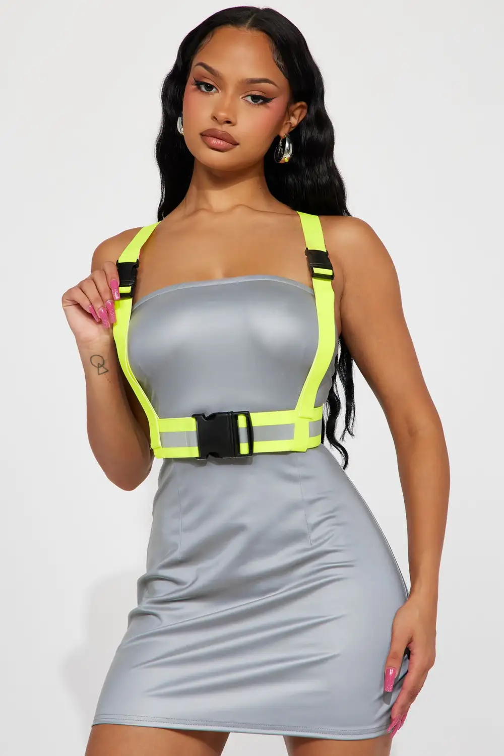 Nora Reflective Mini Dress - Grey