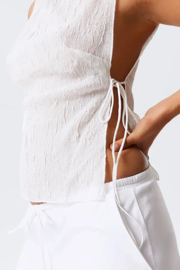 Side Tied Boat Neck Top