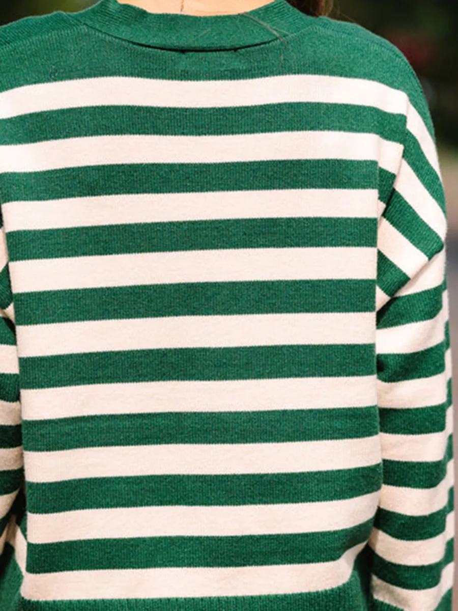 Green Striped Cardigan