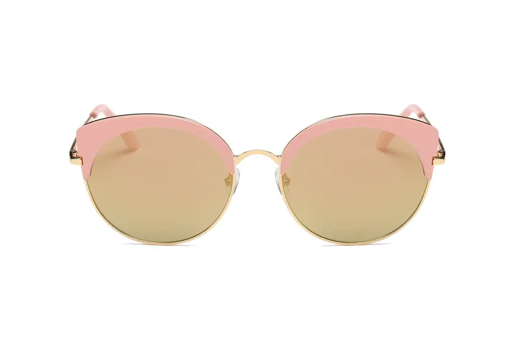 Round Chic Half Frame Cat-Eye Sunglasses