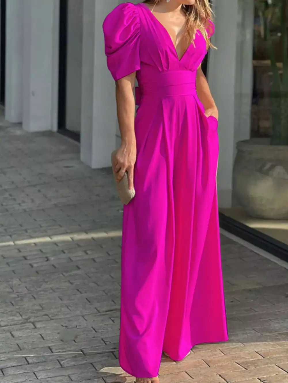 Wide Leg Puff Jumpsuit