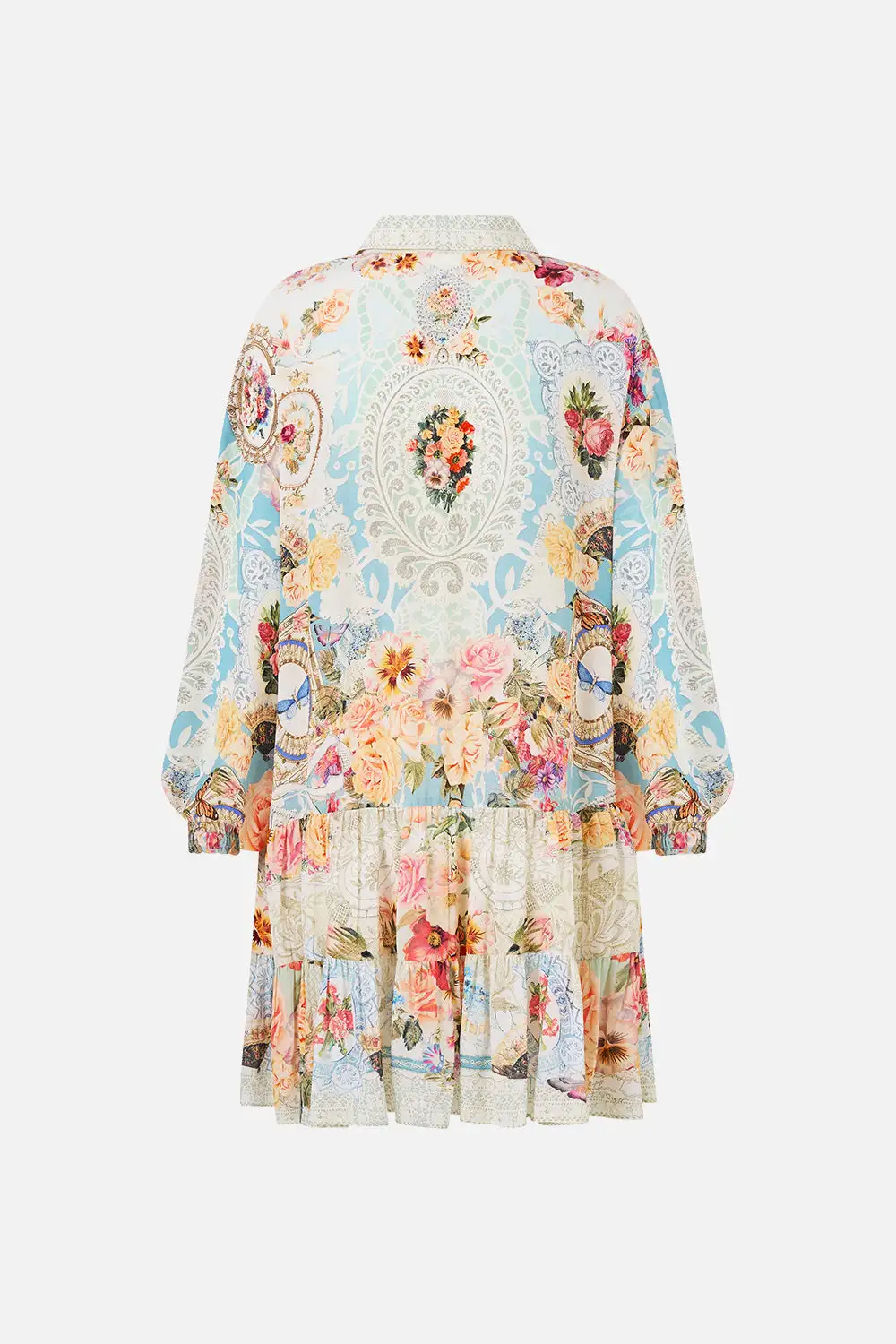 Long Sleeve Tiered Short Dress