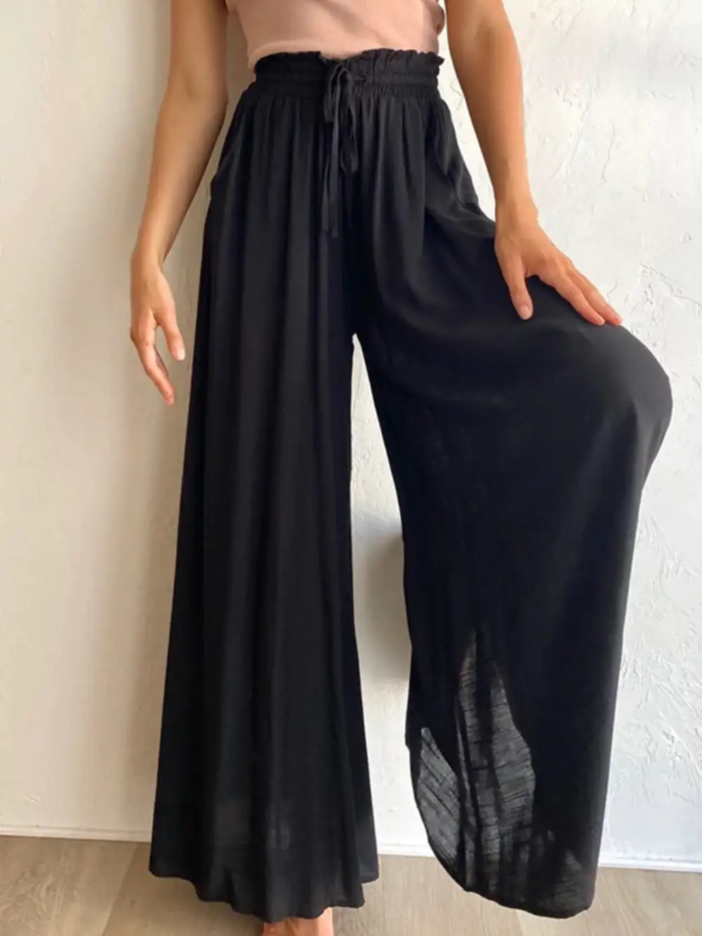 Easy Fit High Waist Wide Leg Pants