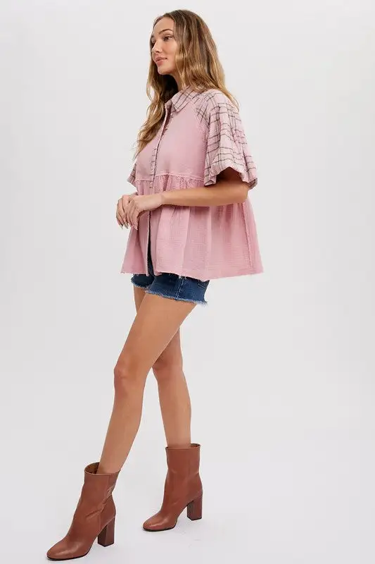 Kelly Anne Babydoll Plaid Tunic | URBAN ECHO SHOP