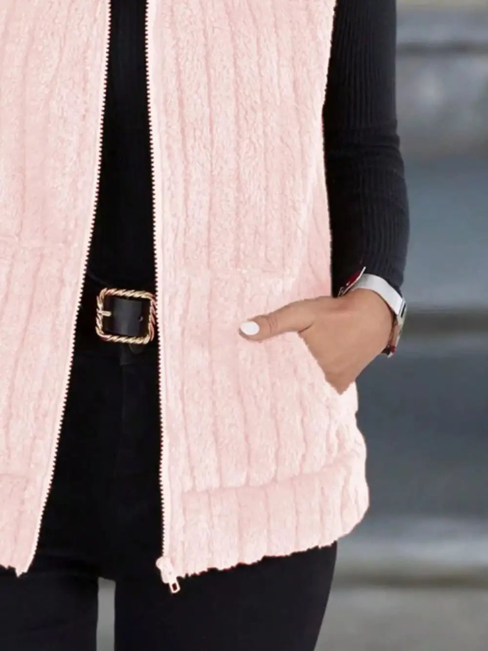 Full Size Fleece Zip-Up Vest