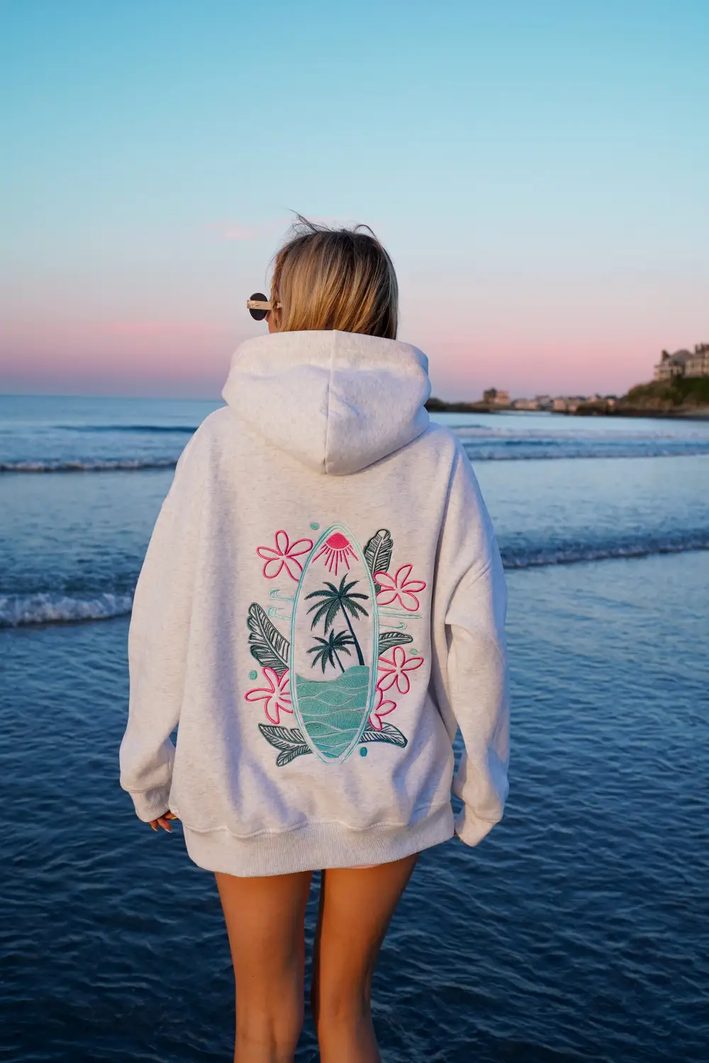 Surfing the Waves Embroider Hoodie