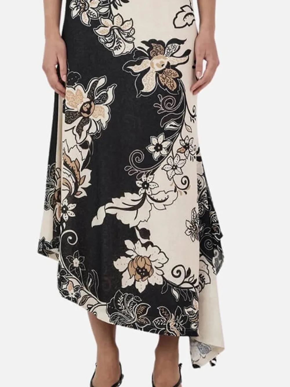 Asymmetric Hem Floral Print Dress