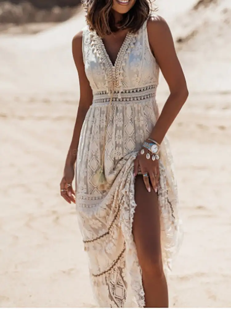 Boho Spirit White Maxi Dress