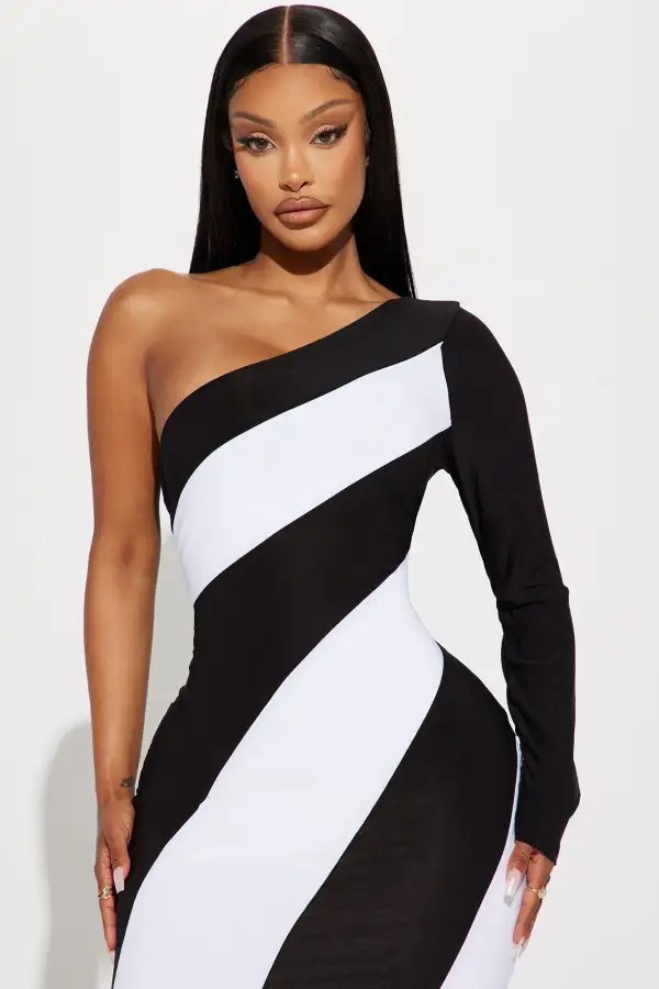 Maurine Maxi Dress - Black/White