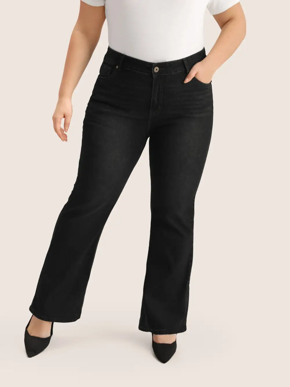 Plain Bootcut Pocket Zipper Fly Jeans