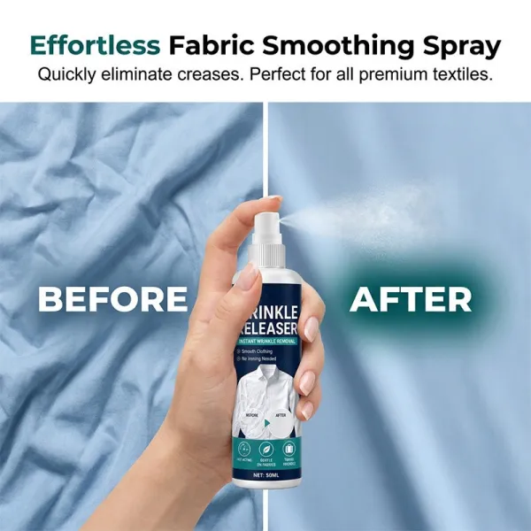 Instant wrinkle release – no iron, travel-ready, static-free & fresh.