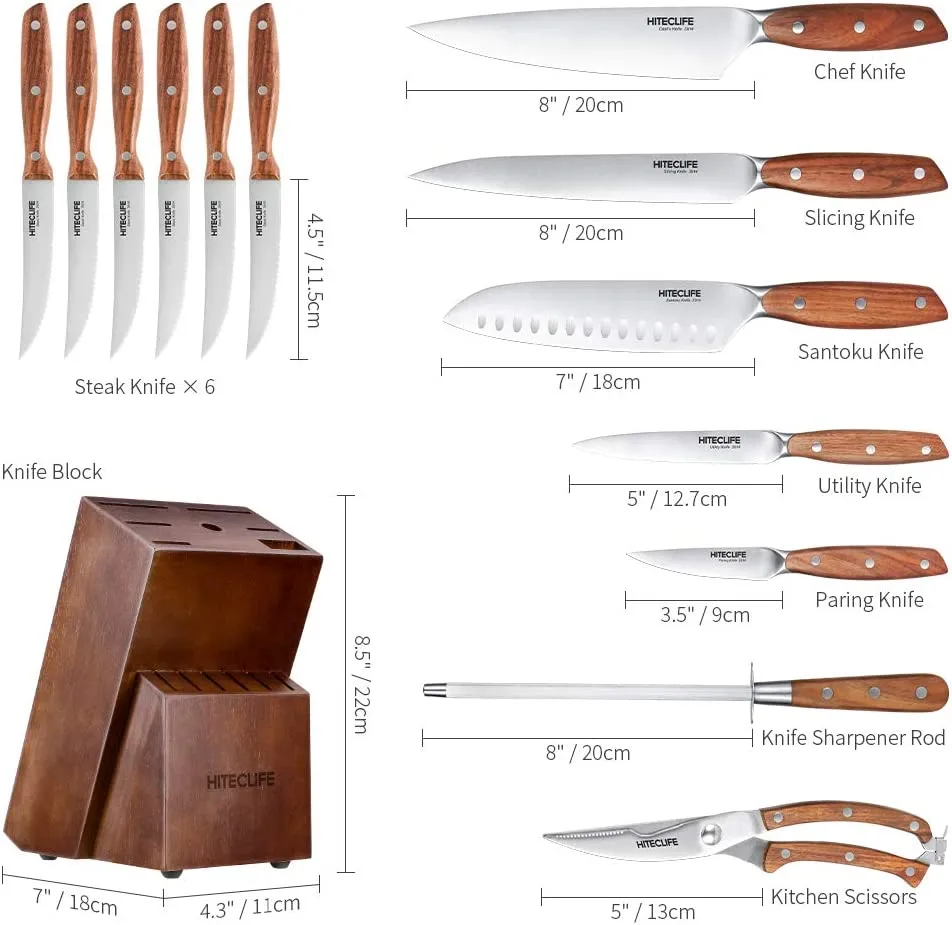 (Store Closing Sale) [🎁GIFT]14 Pieces High Carbon Stainless Steel Knife Set with Block