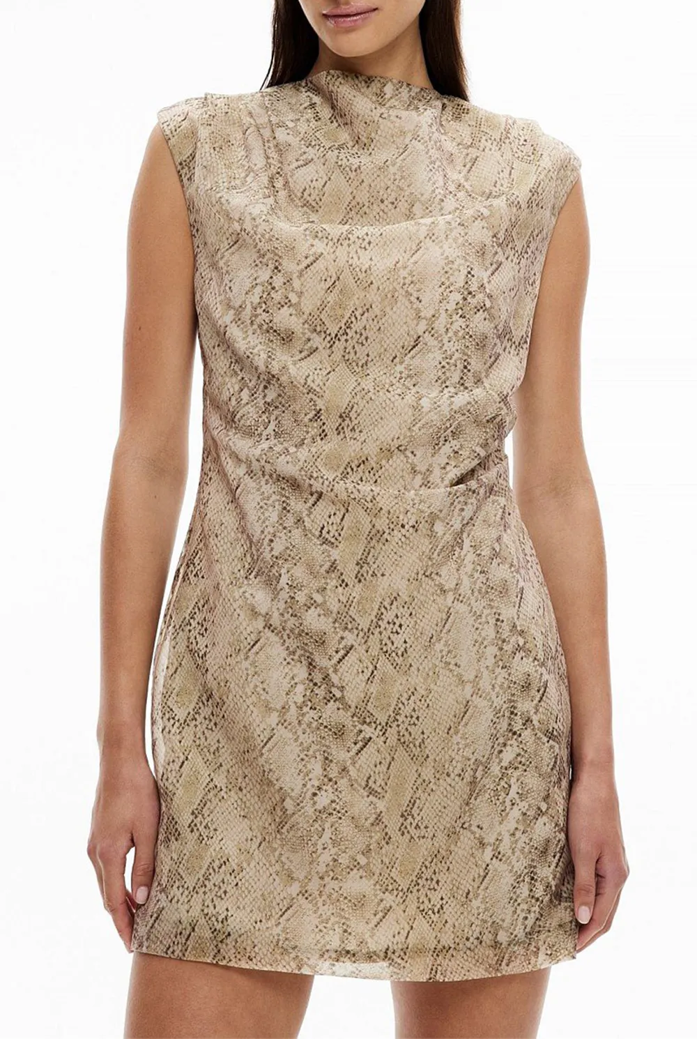 High-Neck Snake Print Dress