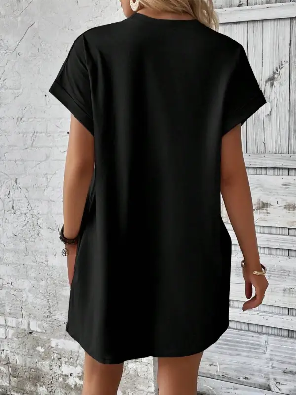 Easy Fit Round Neck Short Sleeve Mini Dress