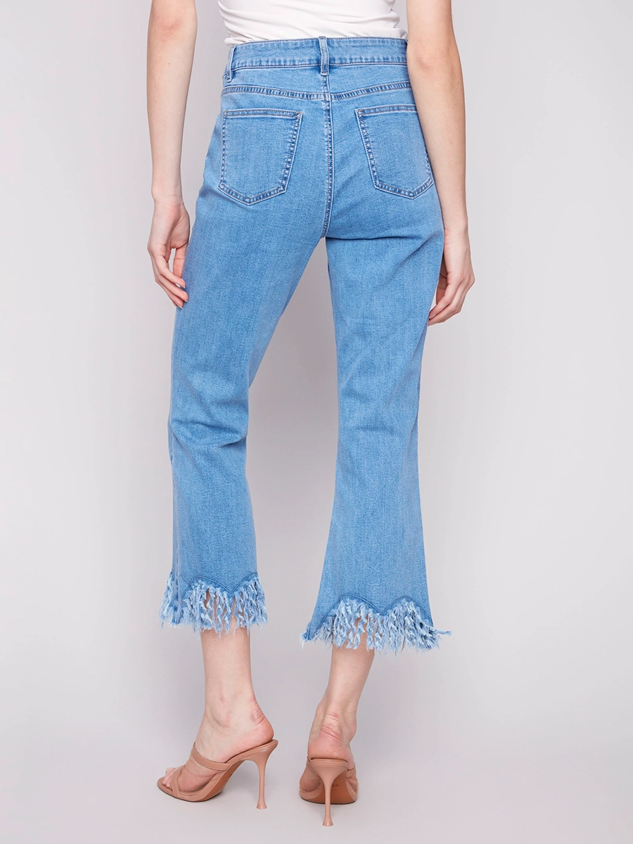 Trendy Raw Edge Cropped Flared Pants
