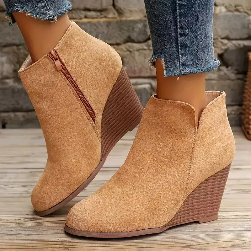 Side-Zip Wedge Boots