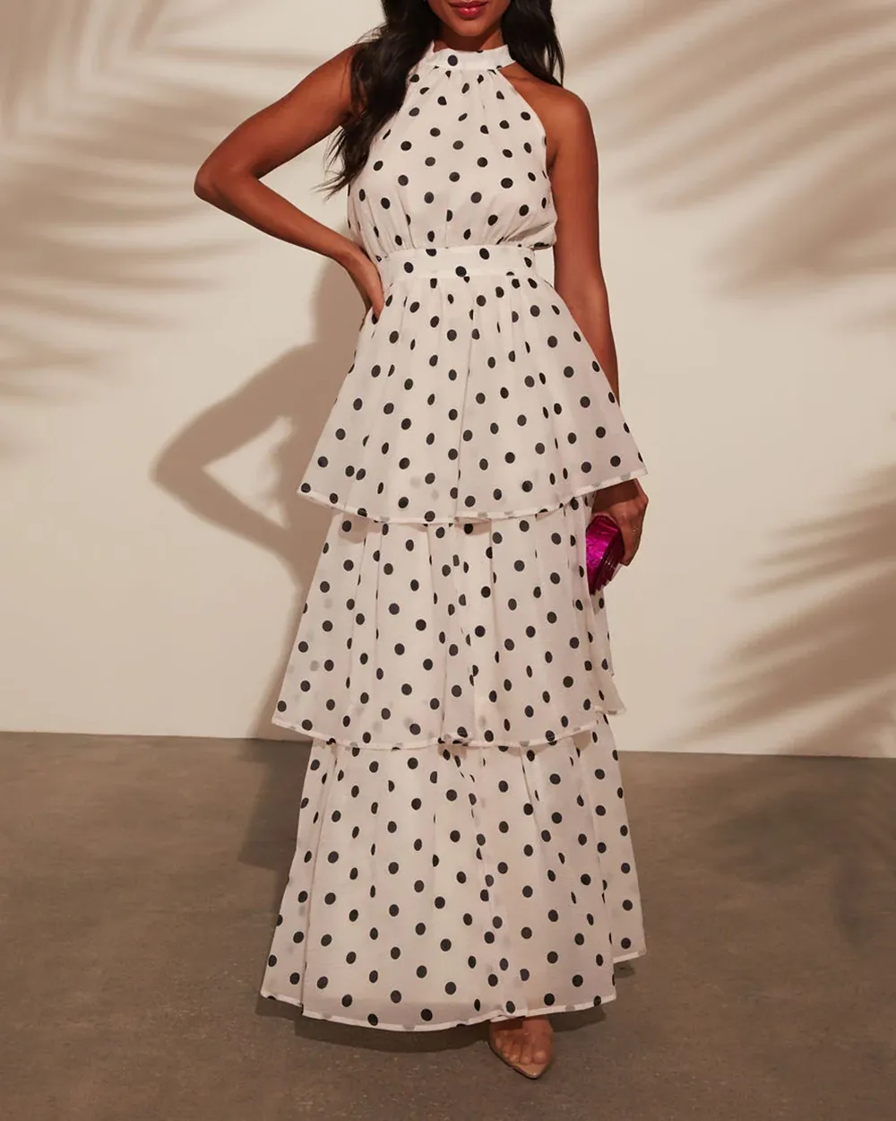 Polka Dot Tiered Maxi Dress