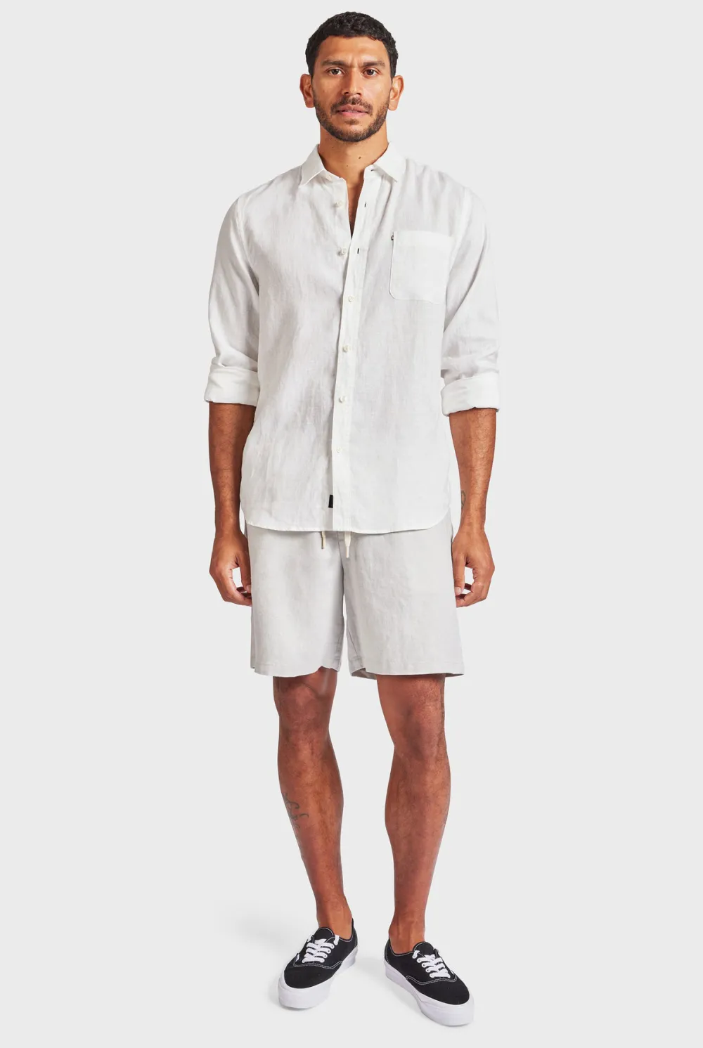 Jeff Linen Short-Ice grey