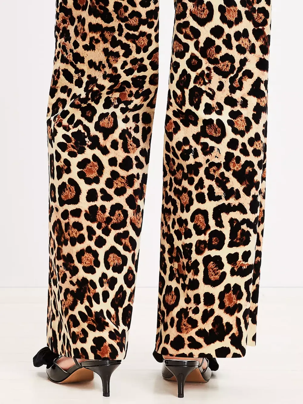 Clean Wide Leg Pants In Leopard Print Velvet