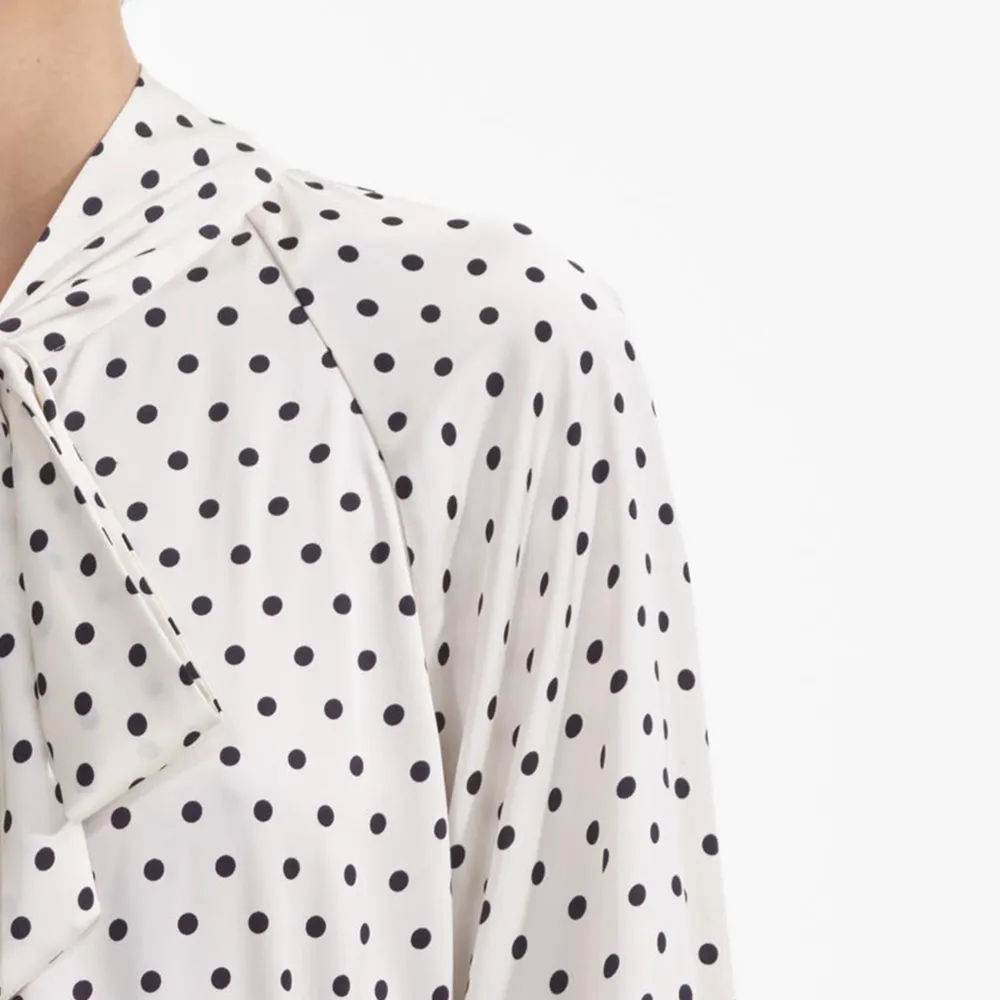 Cream Polka Dot Satin Blouse