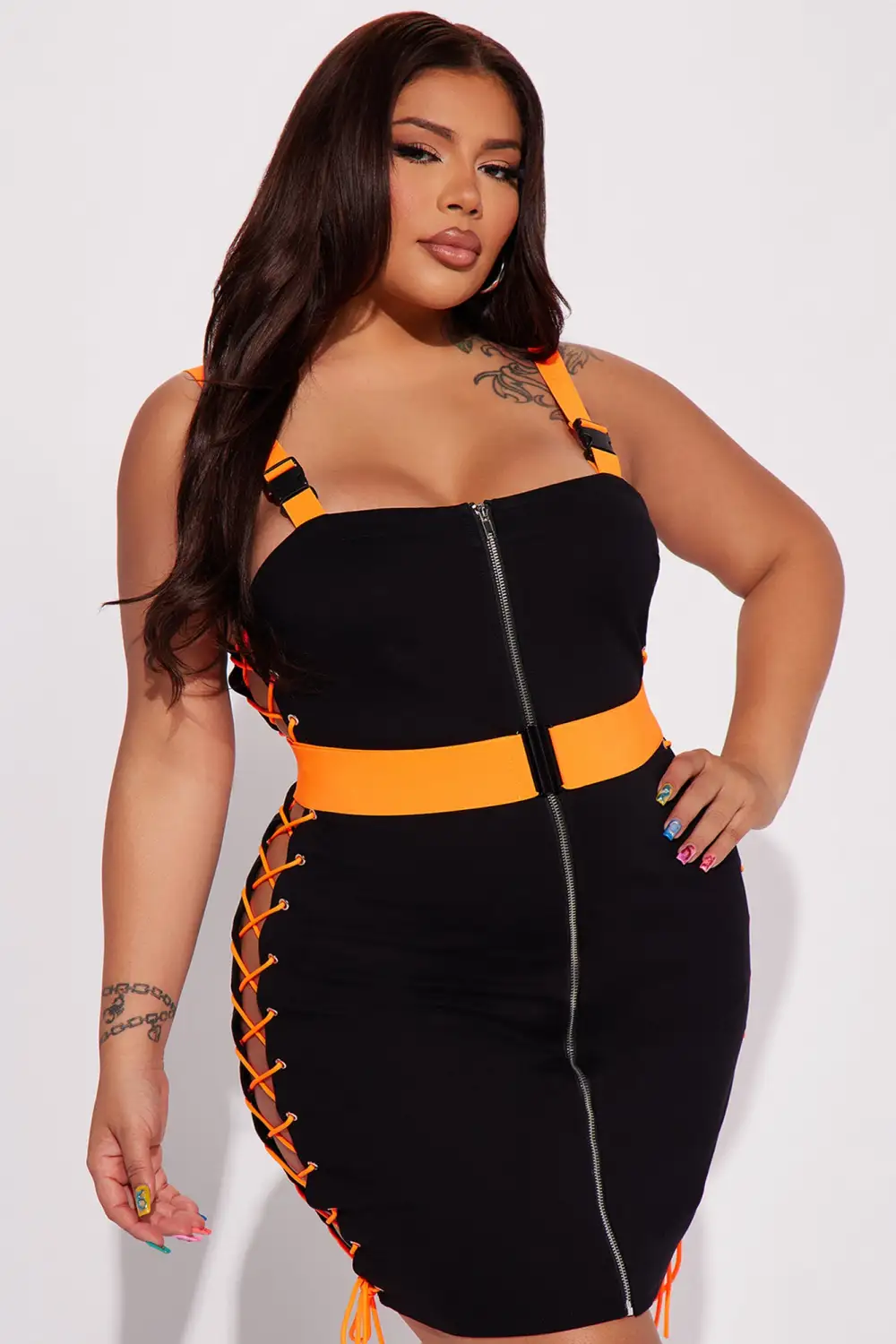 Strapped together Mini Dress - Black/combo