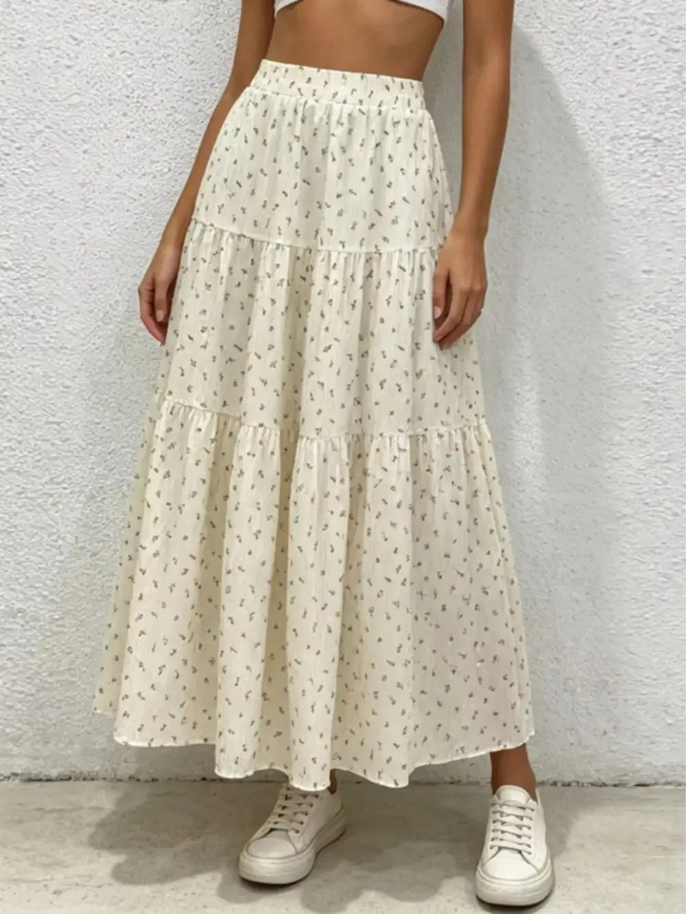 Tiered Floral Maxi Skirt