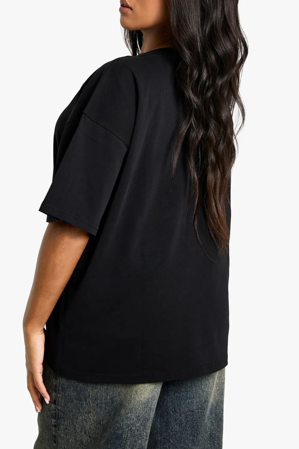 Oversized Loose V-Neck Dropped Shoulder Ladies Short Sleeves