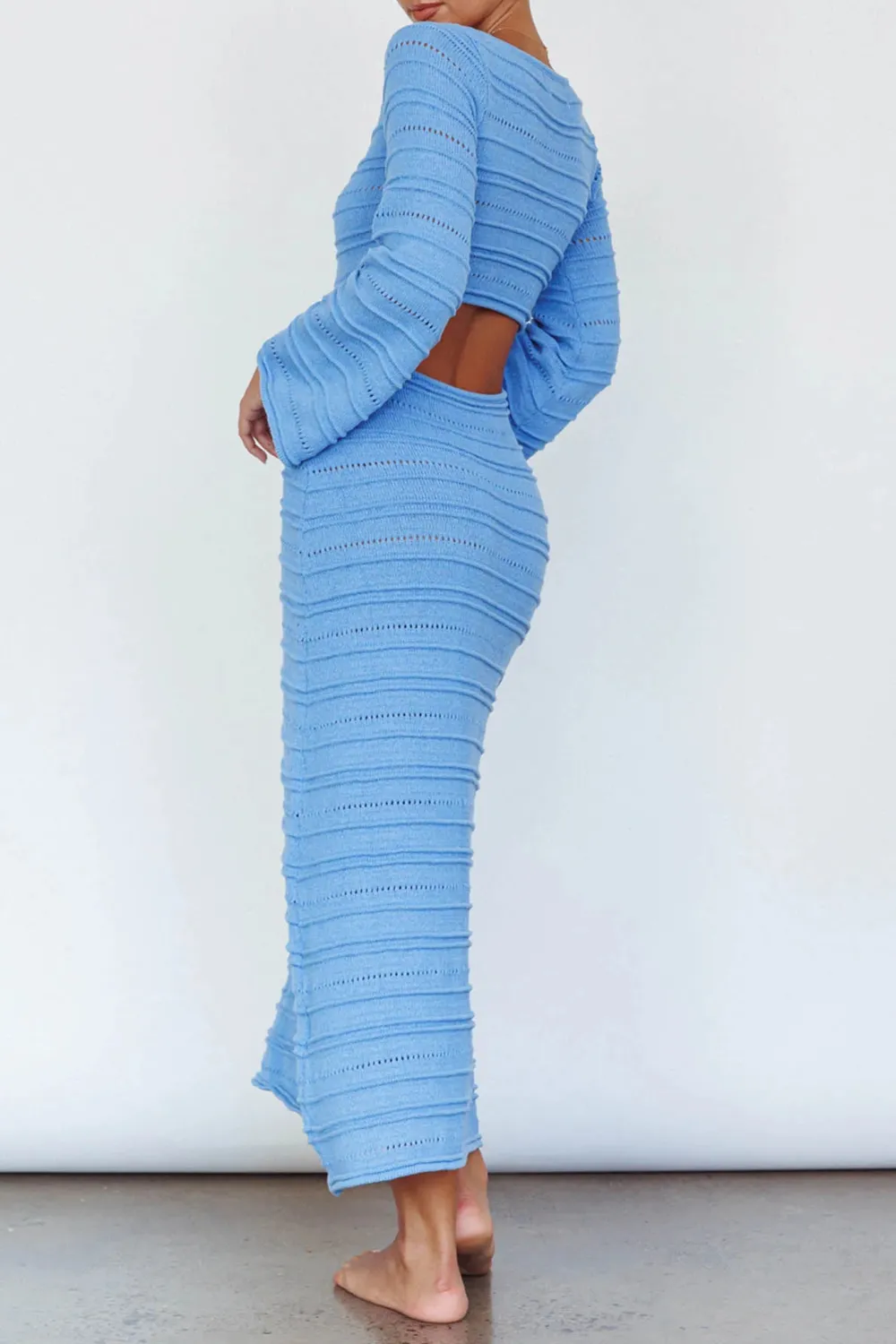Fashionable Trumpet Sleeve Long Dress