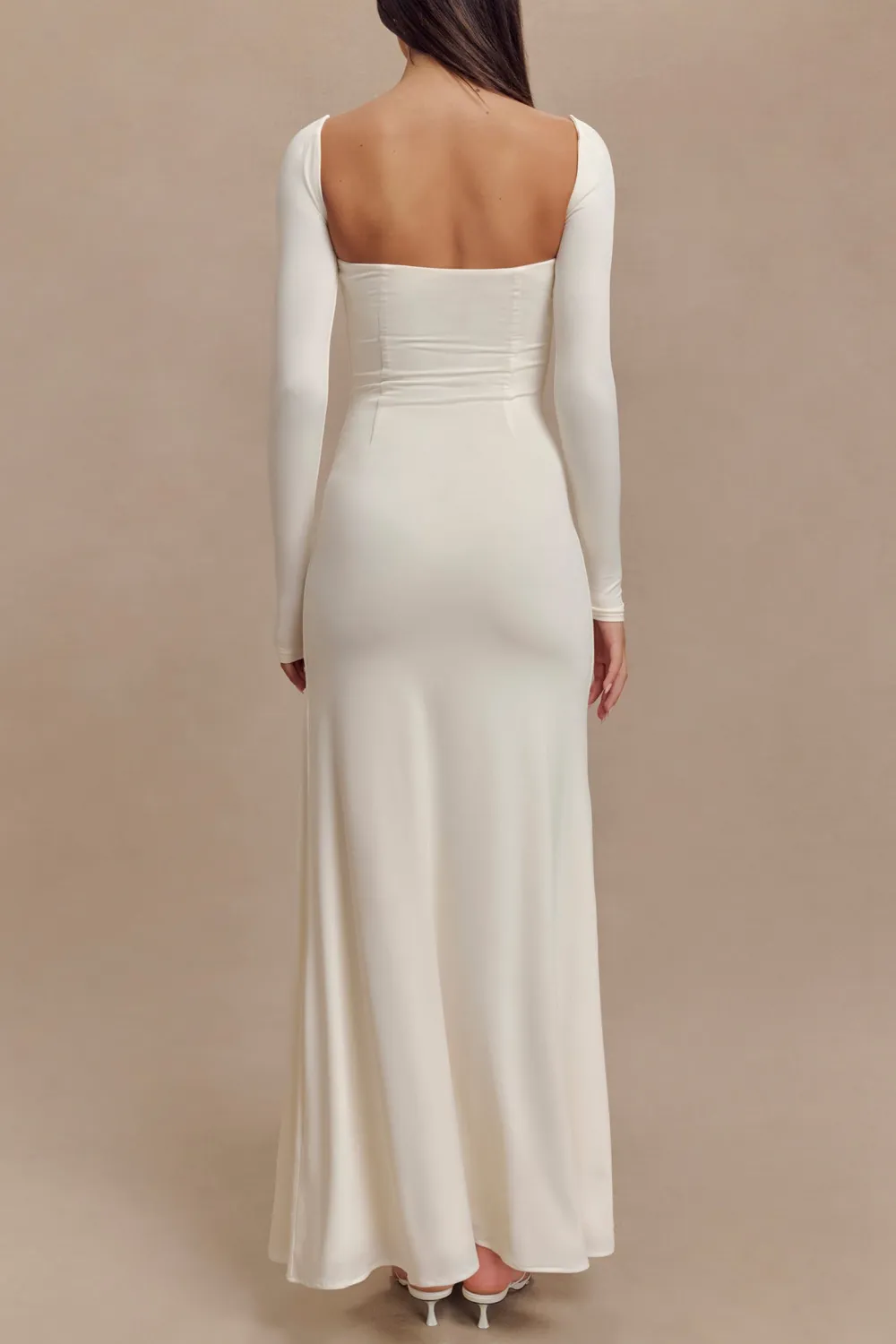 Slinky Long Sleeve Maxi Dress With Split