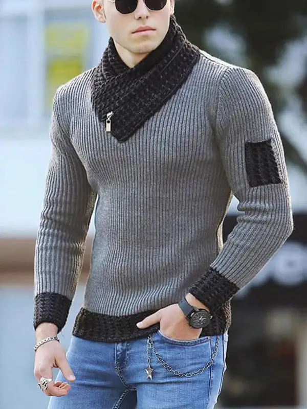 Zip Front Collared Sweater