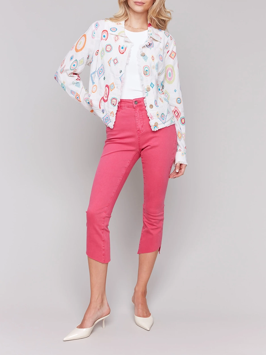 Women's Linen Jacket With Artistic Design