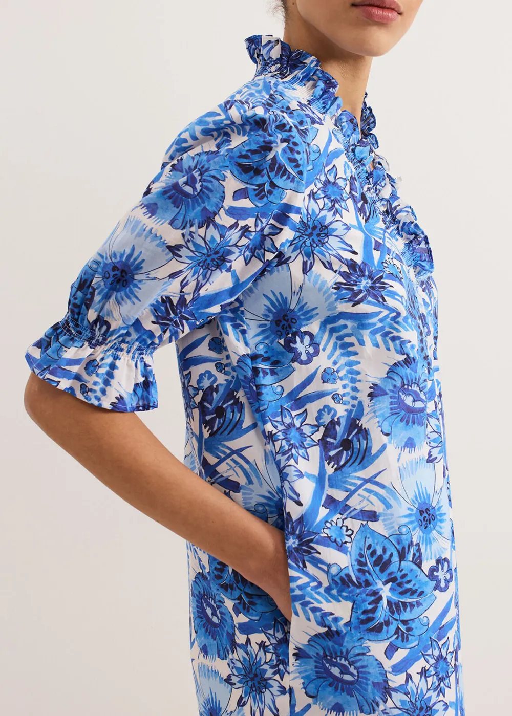 Cotton Romantic Floral Short Dress