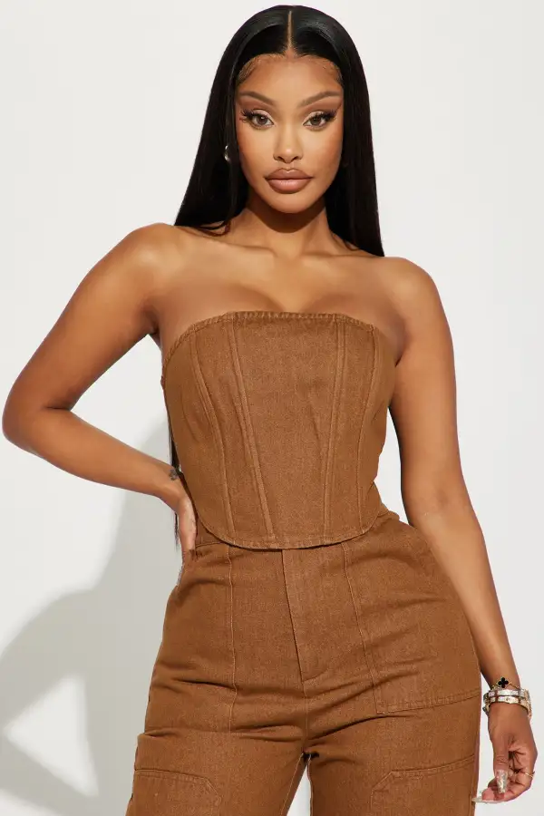 Danielle Denim Pant Set - Mocha