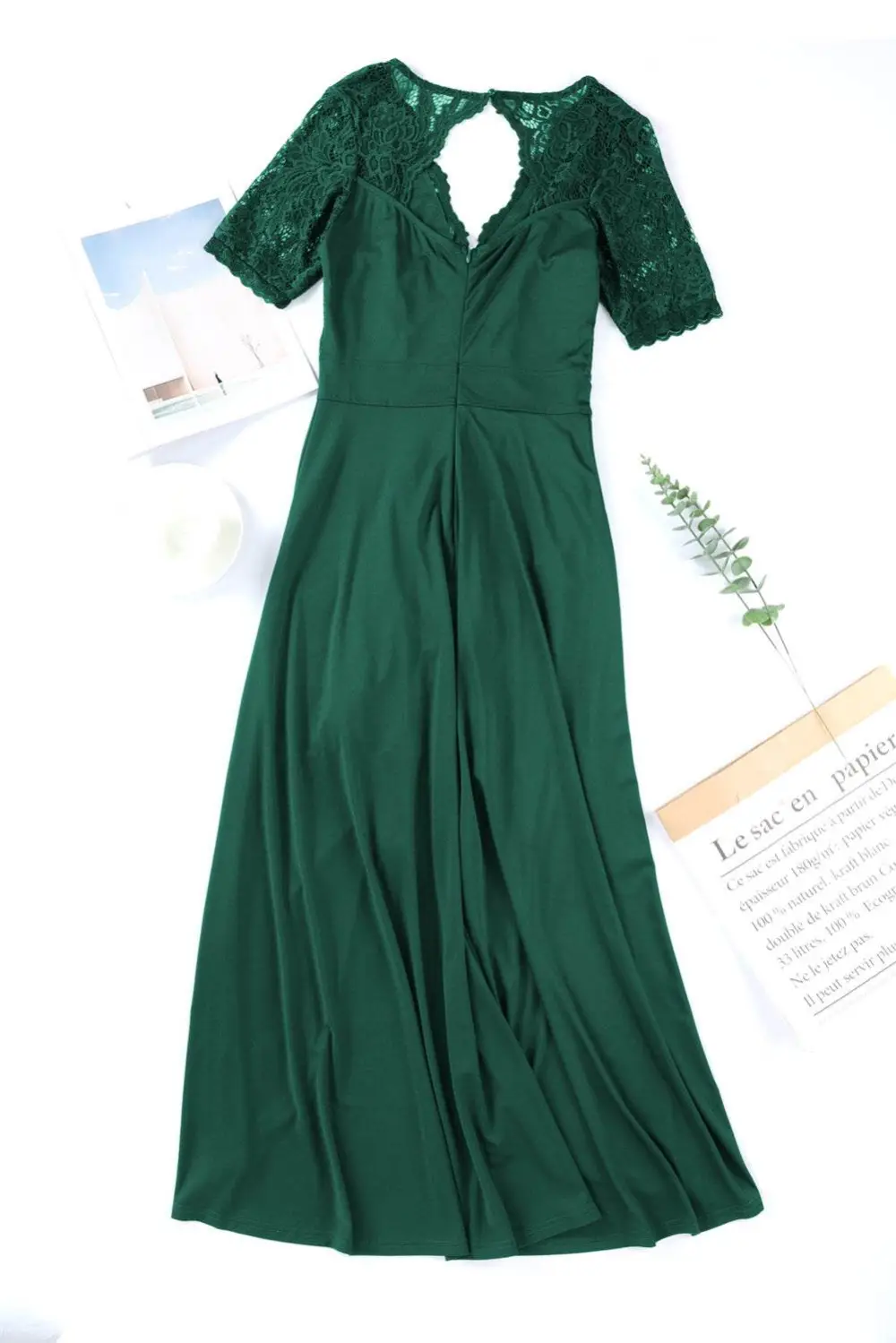Lace Cutout V Neck Casual Dress