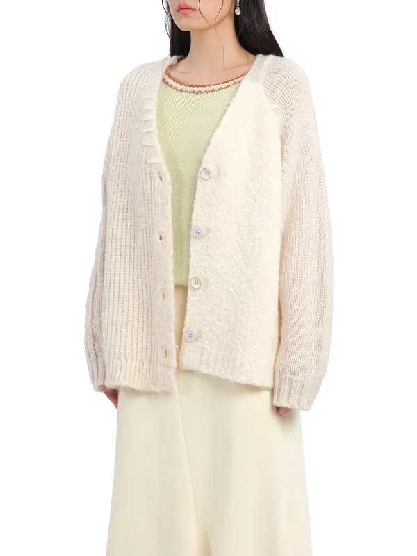 Contrast - Panel Knit Patchwork Cardigan