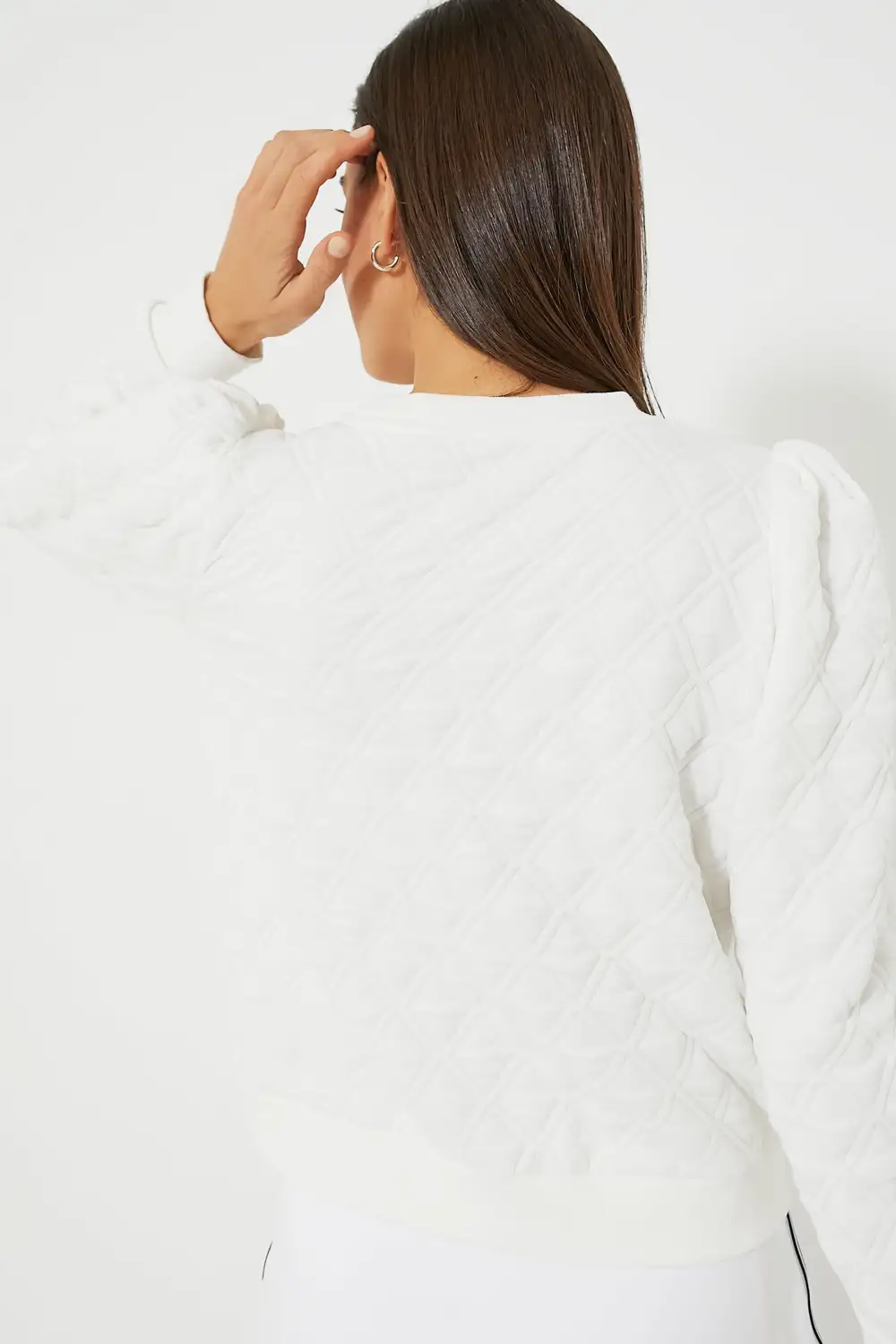 White Puff Sleeve Campbell Pullover