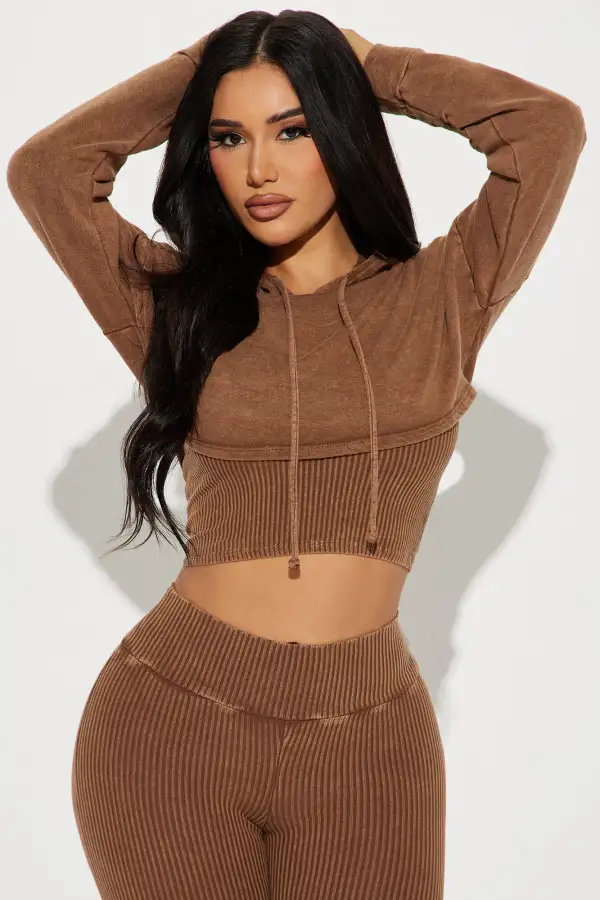 Chill Vibe Mineral Wash Legging Set - Mocha
