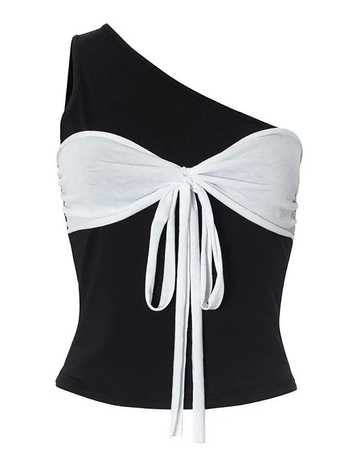 Asymmetric Bow-Detail Slim-Fit Tank Top