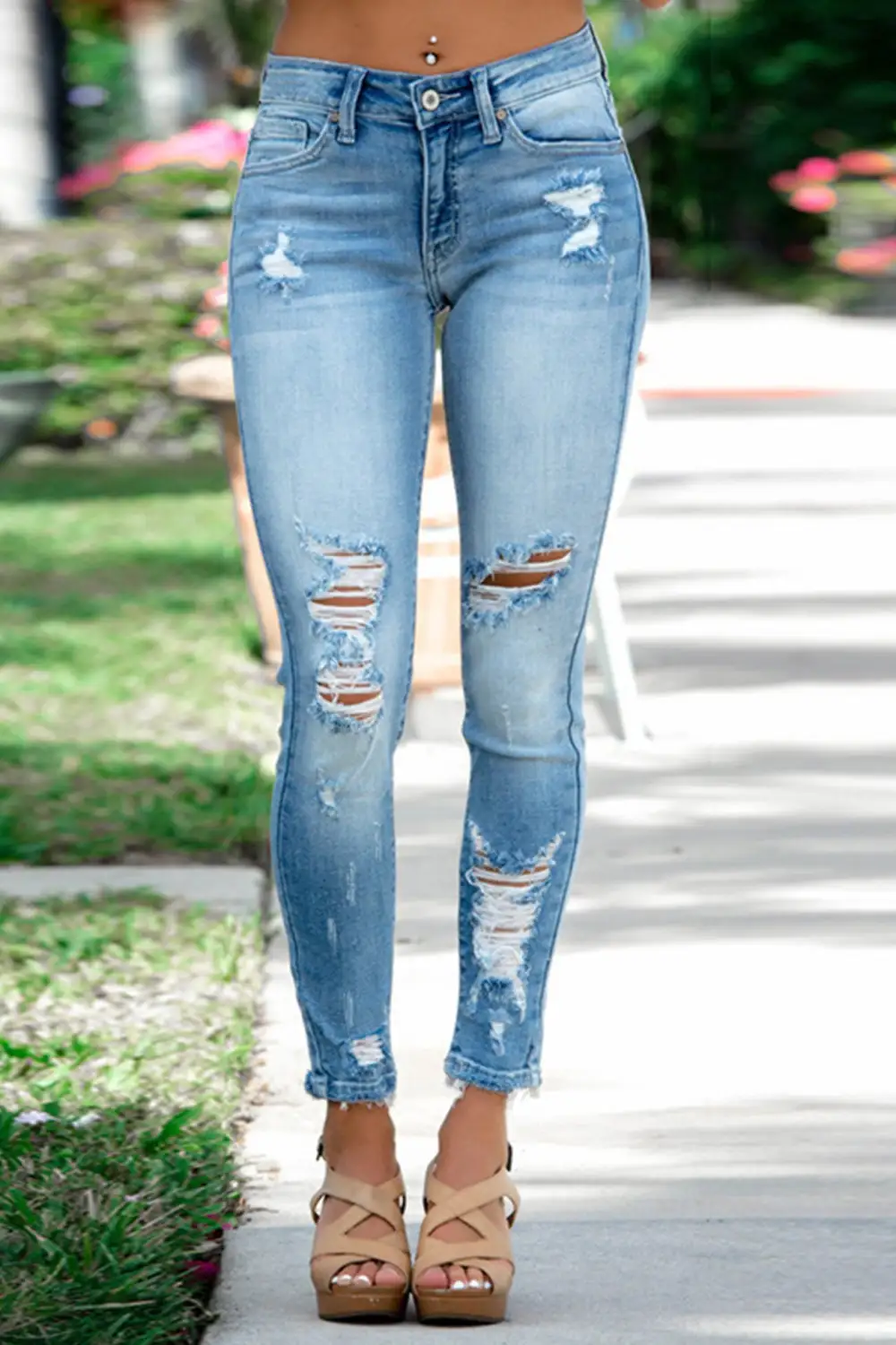 Distressed Sculpted Fit Jeans