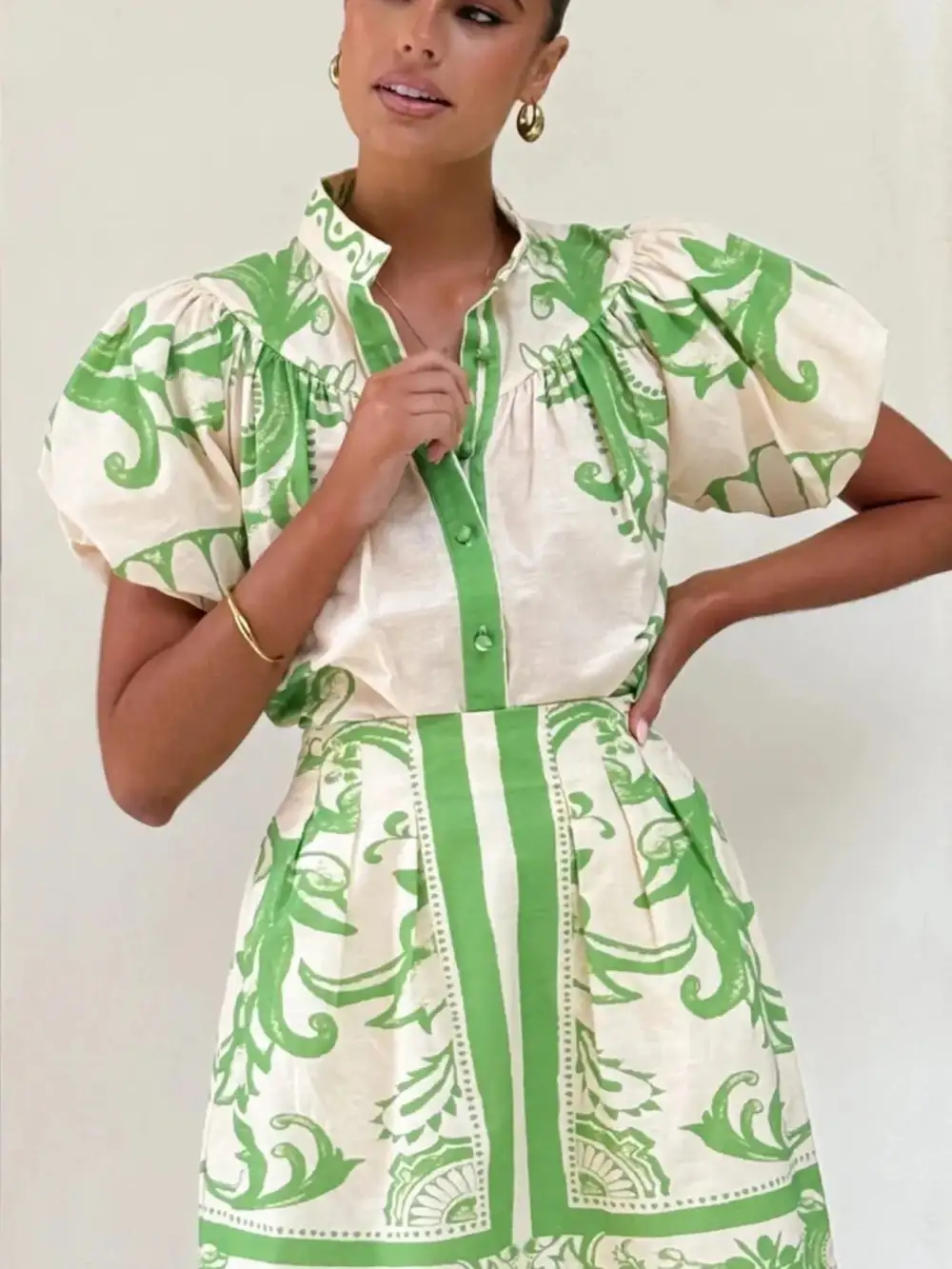 Button Front Strapless Coordinated Set