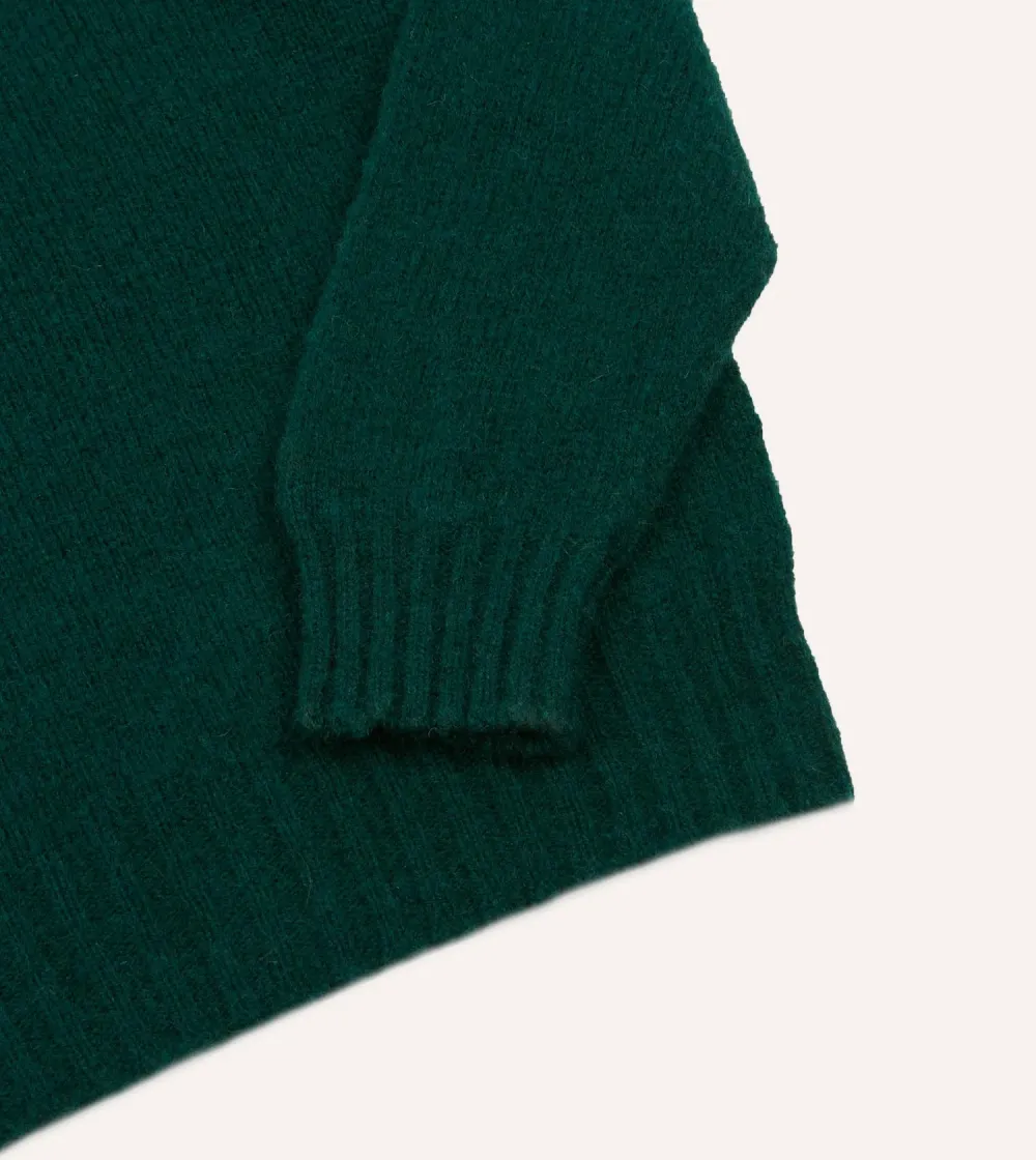 Casual Style Green Brushed Shetland Mock Neck Jumper