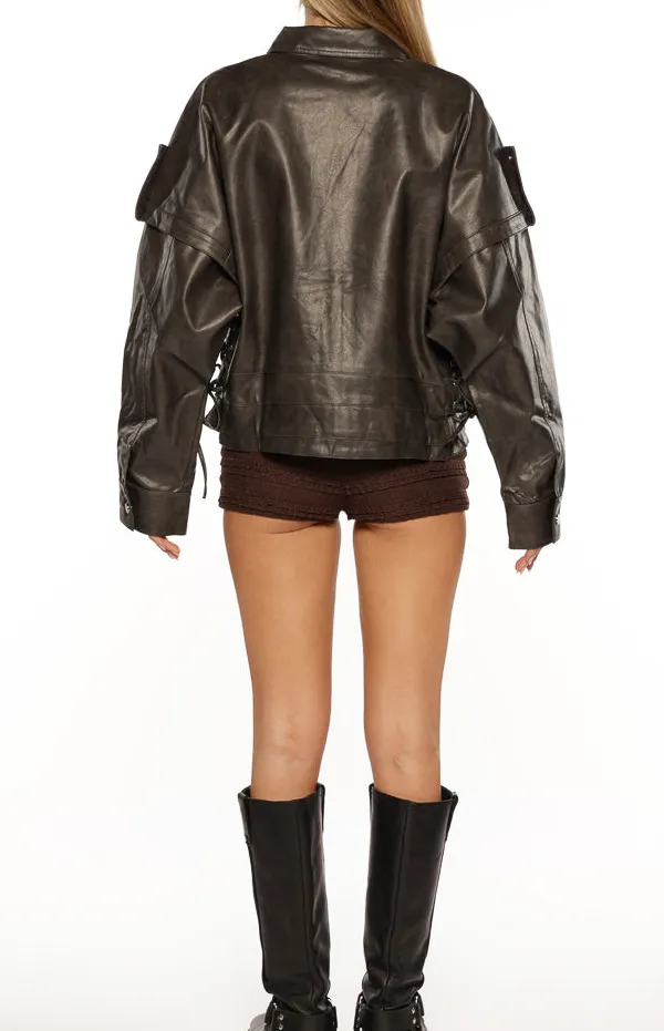Pu Leather Oversized Jacket