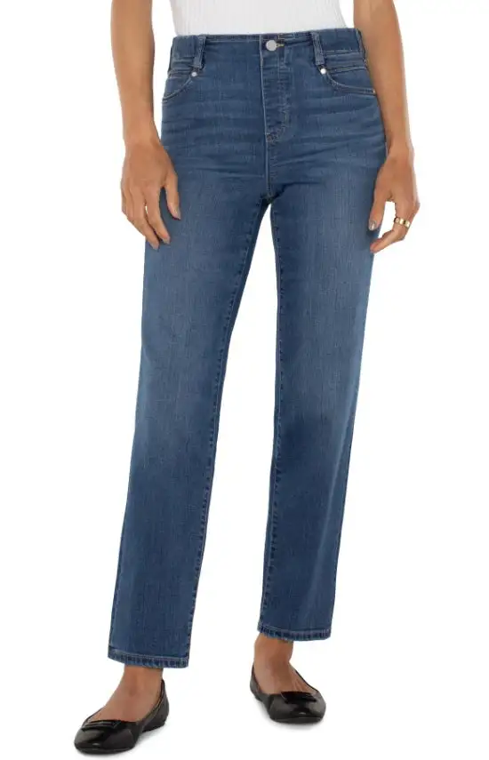 Slim Fit High Rise Straight Leg Jeans
