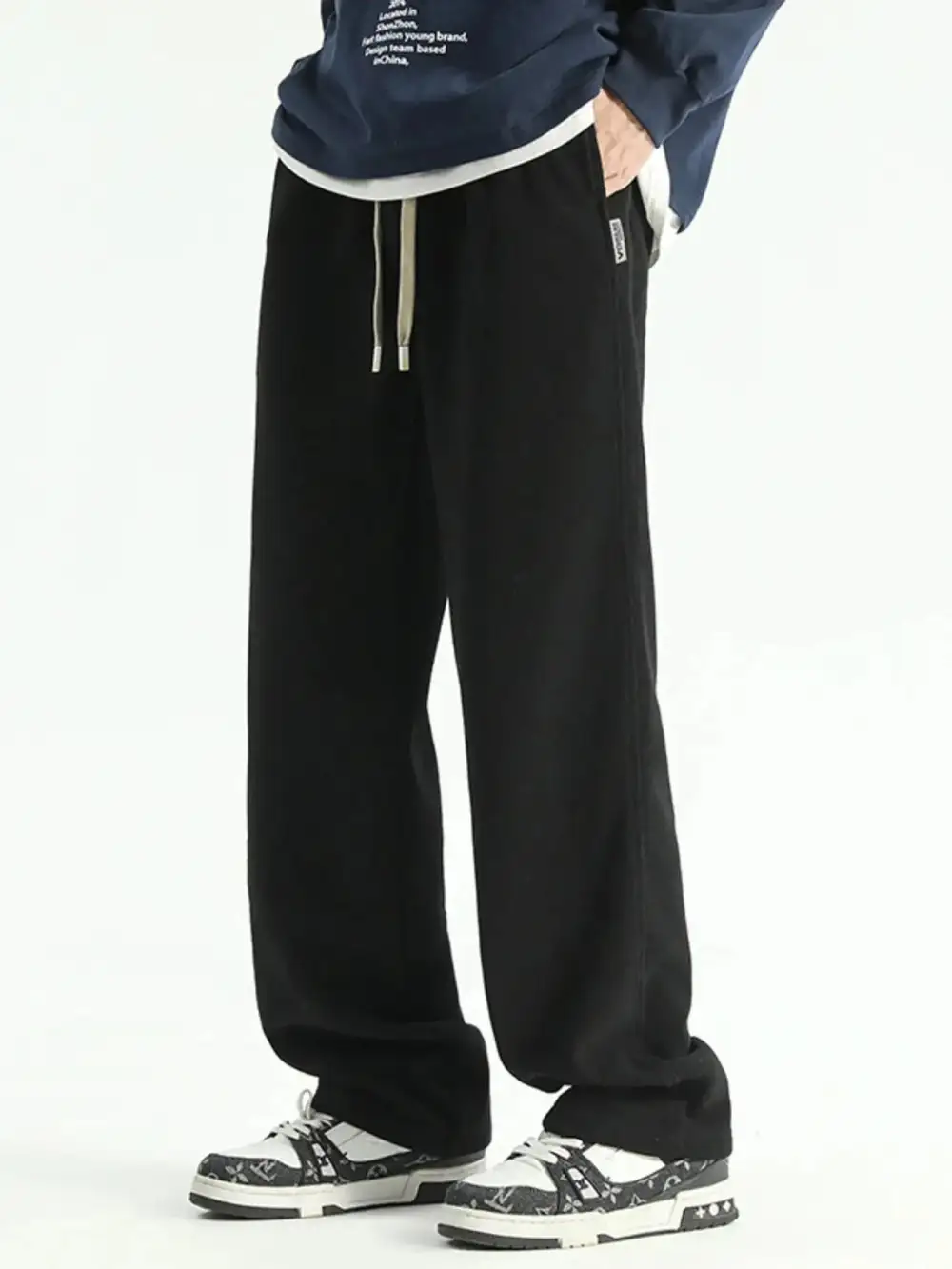 Relaxed Fit Drawstring Wide Leg Pants
