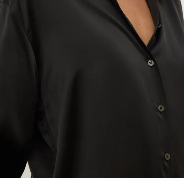 Black Relaxed Silk Shirt